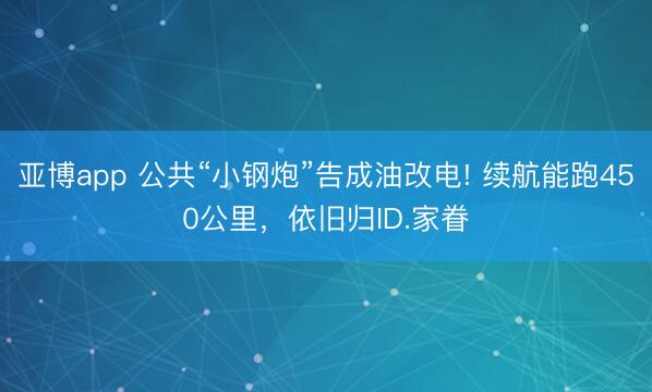 亚博app 公共“小钢炮”告成油改电! 续航能跑450公里,依旧归ID.家眷