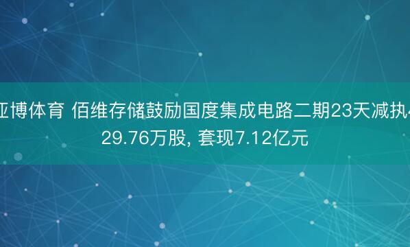 亚博体育 佰维存储鼓励国度集成电路二期23天减执429.76万股， 套现7.12亿元